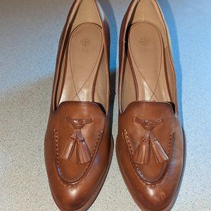 Brown tassel chunk heel 9.5M